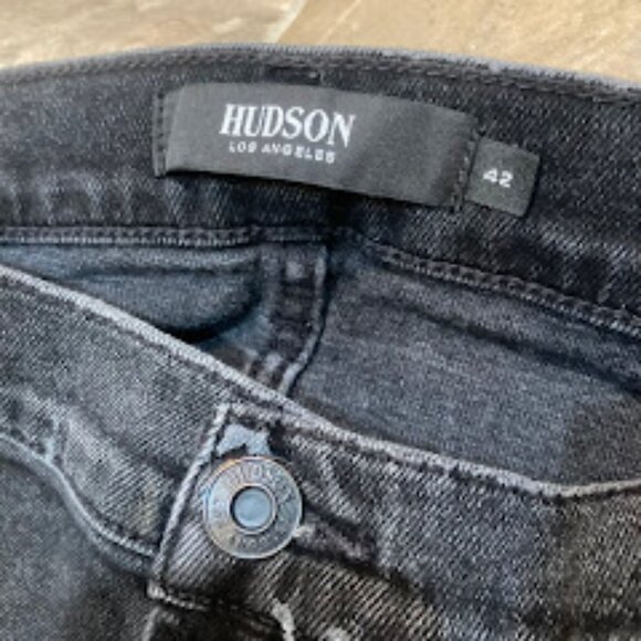 HUDSON | Zack Skinny Stretch Jeans Black Paint Splatter Distressed Denim Sz 42 - Picture 9 of 14